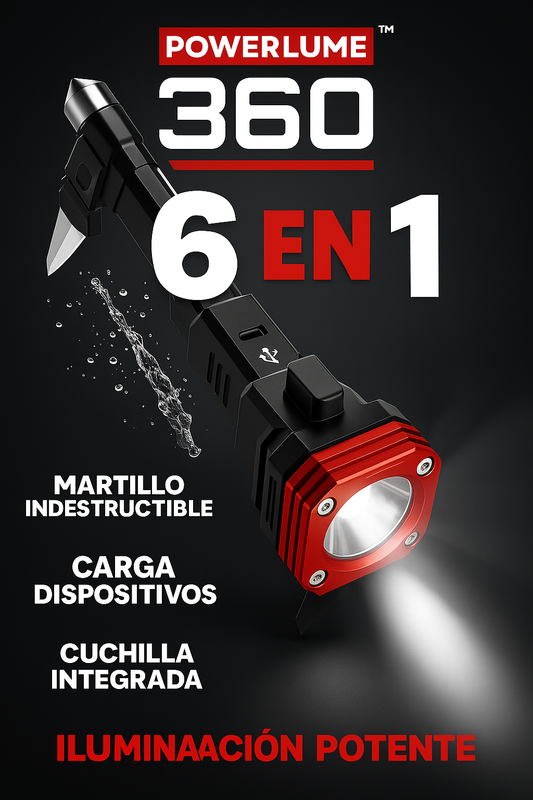 Linterna Martillo 6 en 1 + Lentes de Protección